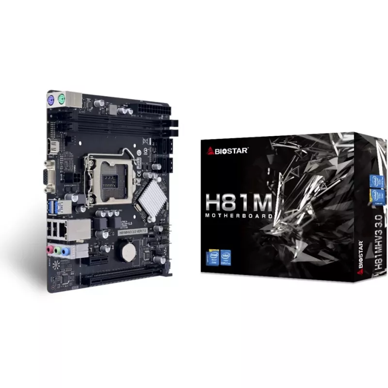 Pagrindinė plokštė BIOSTAR H81MHV3 3.0 — Micro ATX, LGA 1150, Intel H81, 2x DDR3 DIMM (maks. 16 GB), SATA II/III, Gigabit LAN, HDMI, VGA
