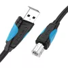 USB 2.0 A–USB-B laidas Vention VAS-A16-B500, 5 m, juodas, kištukas–kištukas, 480 Mbps