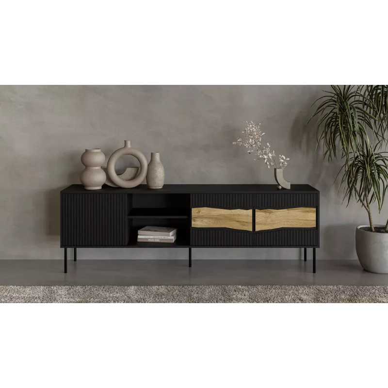 TV spintelė cama meble INSERTO 3D1W 190x40x62 cm juoda su LED