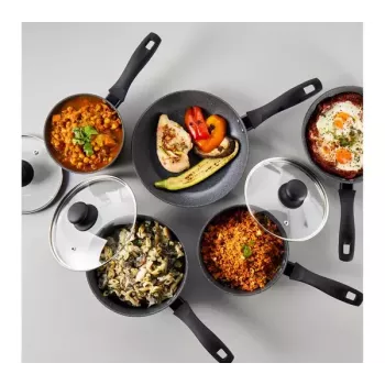 Penkių dalių Russell Hobbs keptuvių rinkinys Metallic Marble RH02814EU7 — nelimpanti danga, įvairūs dydžiai