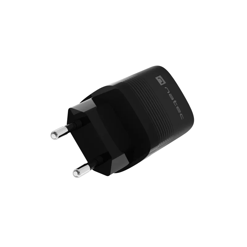 NATEC laidinis mobiliųjų įrenginių įkroviklis NUC-2141, 30W, USB-C PD 3.0 + USB-A QC 3.0, 110–240V, juodas