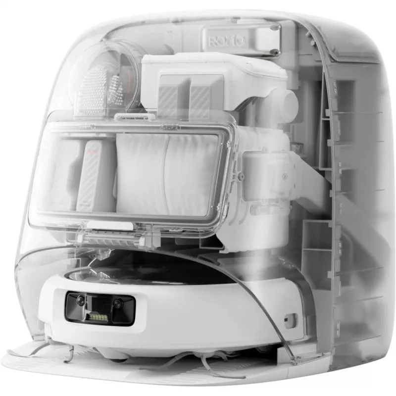 Robot vacuum and wet mop DJI ROMO P (Water Tank Version) — pilka/baltas, 0.26 L dulkių, 4 L švaraus / 3.2 L nešvaraus vandens, 5000 mAh baterija