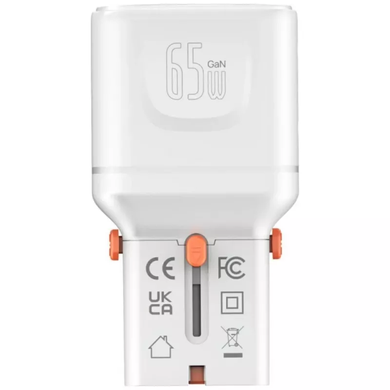 Kelioninis įkroviklis World 65W USB-C + USB-A baltas