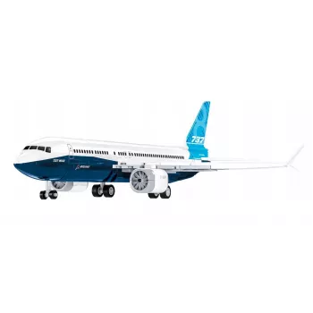 Statybinis rinkinys Cobi Boeing 737-8 — 340 detalių, rekomenduojamas amžius 7+, mėlyna ir balta