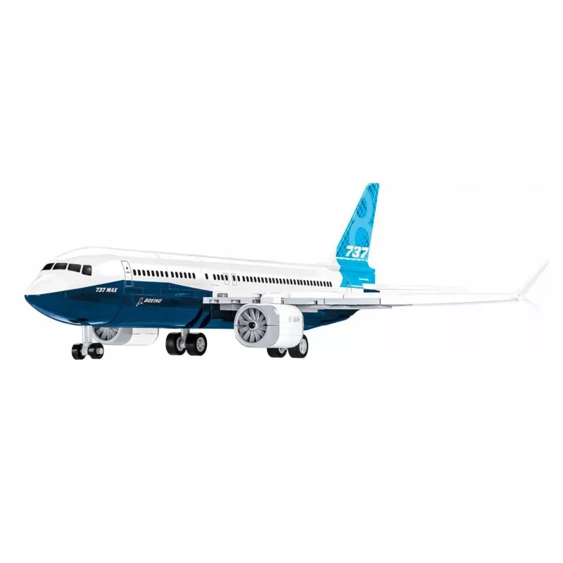 Statybinis rinkinys Cobi Boeing 737-8 — 340 detalių, rekomenduojamas amžius 7+, mėlyna ir balta