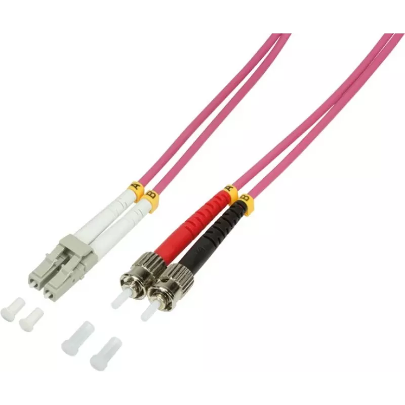 Logilink - Patch-Cable - LC Multi-Mode (M) to ST multi-mode (M) - 5 m - Fibre Optic - 50/125 micrometre - OM4 - Halogen-Free - heather violet (FP4LT05)