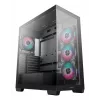 PC korpusas DeepCool CG580 4F Midi Tower — ATX/ITX/MicroATX, grūdintas stiklas, 3×120 mm + 1×120 mm ventiliatoriai, 2×3,5 col. ir 2×2,5 col., USB-A×2 USB-C×1, juodas