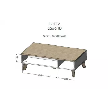Cama LOTTA 110 Kavos staliukas votano ąžuolas/mat juodas