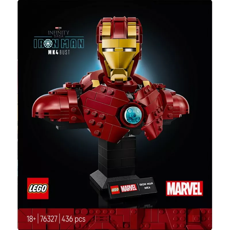 LEGO konstruktorius Marvel Super Heroes Iron Man MK4 3D modelis, 436 dalys, 1 minifigūrėlė, nuo 18 metų