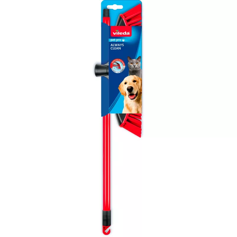Šluota VILEDA Pet Pro ALWAYS CLEAN su ergonomiška raudona rankena, lengvos konstrukcijos