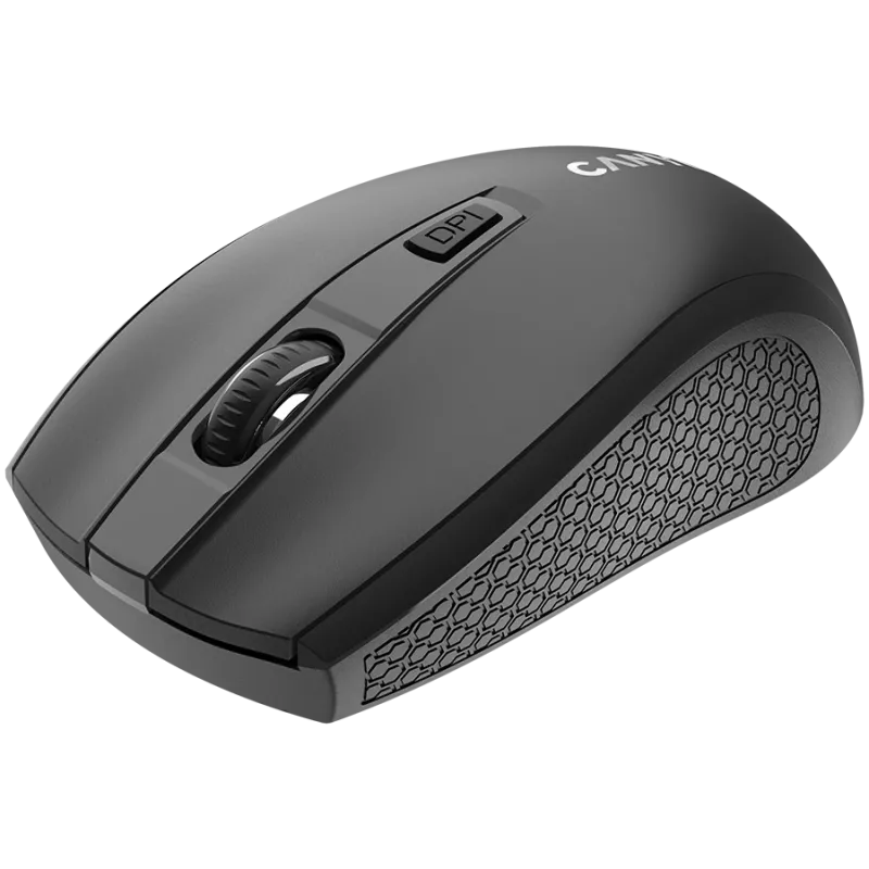CANYON MW-7, 2,4 GHz belaidė pelė, 6 mygtukai, DPI 800/1200/1600, su 1 AA baterija, dydis 110*60*37 mm, 58 g, juoda