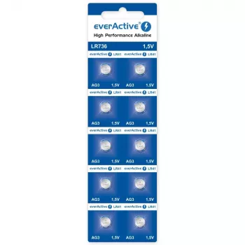 Vienkartinė šarminė sagos tipo baterija everActive EVAG3 LR41 1,5 V — pakuotėje 10 vnt.