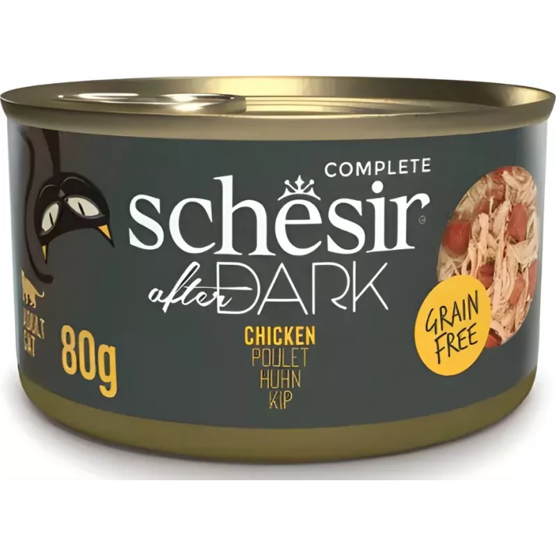 Šlapias kačių ėdalas Agras Pet Foods Schesir 80 g — vištiena, be grūdų, suaugusioms, visų veislių