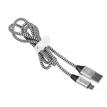 USB laidas Tracer TRAKBK46928 1 m USB A Micro-USB B juoda sidabrinė
