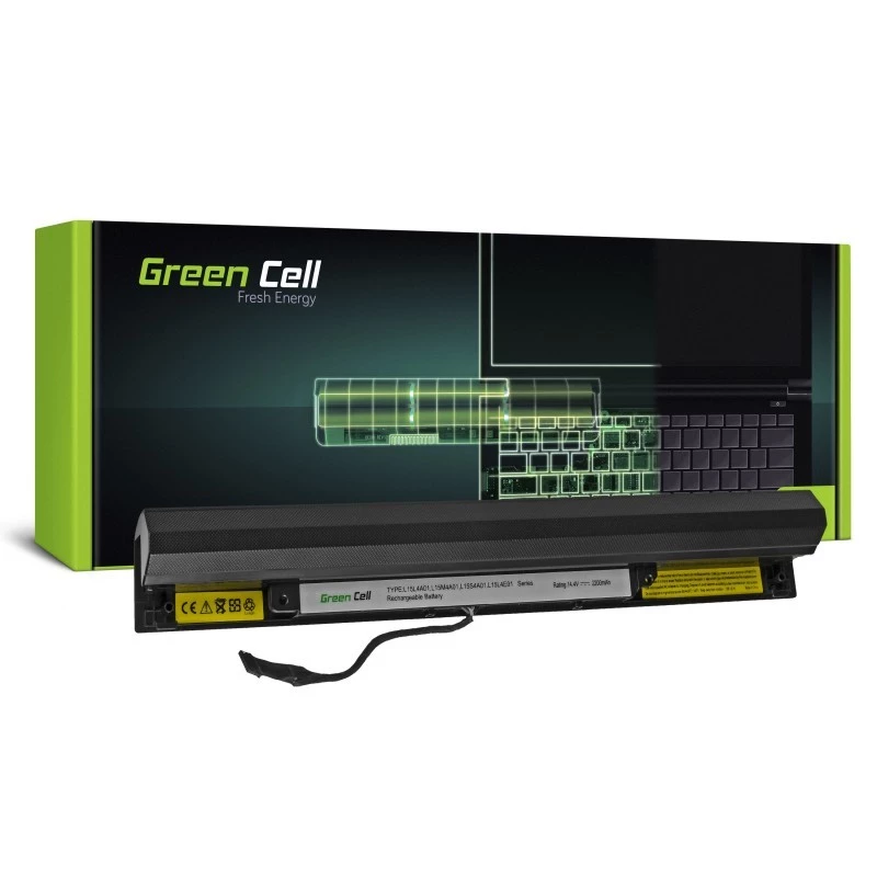 Baterija Green Cell LE97, skirta Lenovo IdeaPad 100/300 serijai, 14,8 V 2200 mAh Li-Ion, 4 celės, juoda