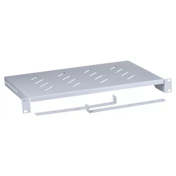 Stovo lentyna LANBERG AK-1004-S — 1U 19 colių pilka, 483 mm pločio, 300 mm gylio, 25 kg talpa