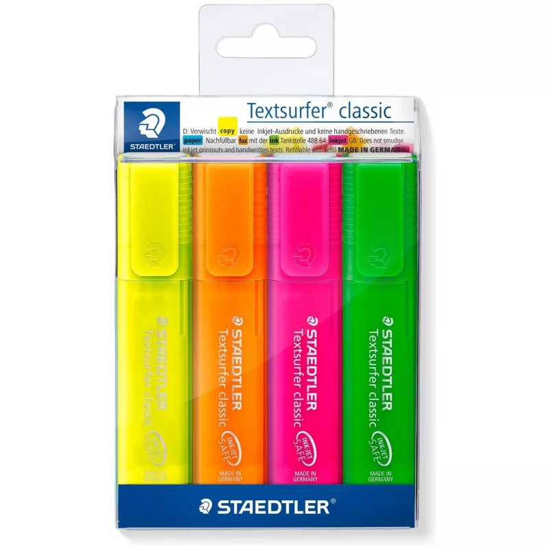 Marker Staedtler 364 P WP4, kaltinis antgalis, žalia, oranžinė, rožinė, geltona