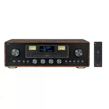“Micro hi-fi” sistema AKAI AM-100 RHAPSODY — kompaktiška mini garso sistema su integruotu stiprintuvu ir CD/USB atkūrimu