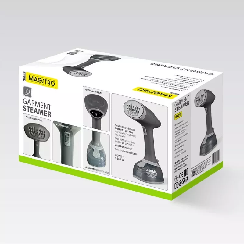 Drabužių garintuvas Maestro MR-358 1600W, rankinis drabužių garintuvas vertikaliam lyginimui garu