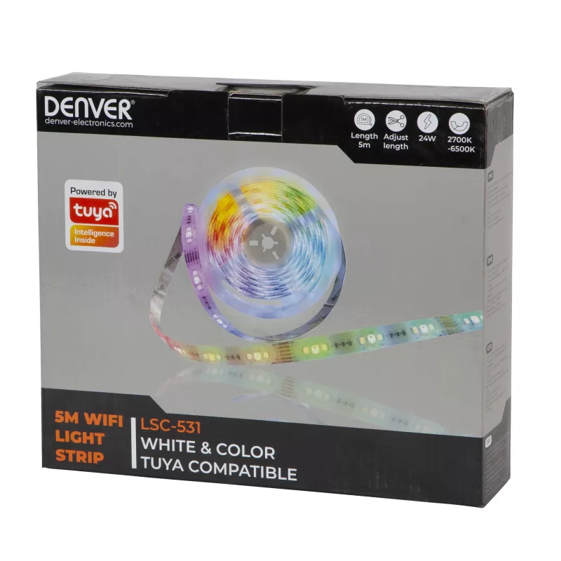 DENVER LSC-531 šviesos juosta 24W 2700-6500K RGB/šilta balta/šalta balta šviesa