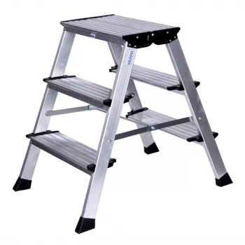 Pakopinis laiptelis Krause 126030 — aliuminis 3 pakopų, 65 cm maks. aukštis, 6,1 kg, 500 mm plotis
