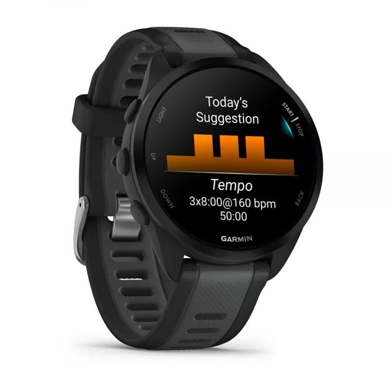 Garmin Forerunner 165 Music - Juoda - Sportinis laikrodis su dirželiu - Silikonas - Tamsiai pilka - Riešo dydis: 126-203 mm - Ekranas 3 cm (1.2) (010-02863-30)