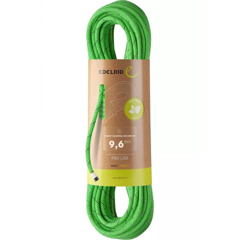 Virvė tommy caldwell eco dry dt 9,6 mm 60 m-neoninė žalia EDELRID