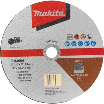 Makita - pjovimo diskas - nerūdijančiam plienui - 230 mm - Šlifavimo medžiaga: WA36R