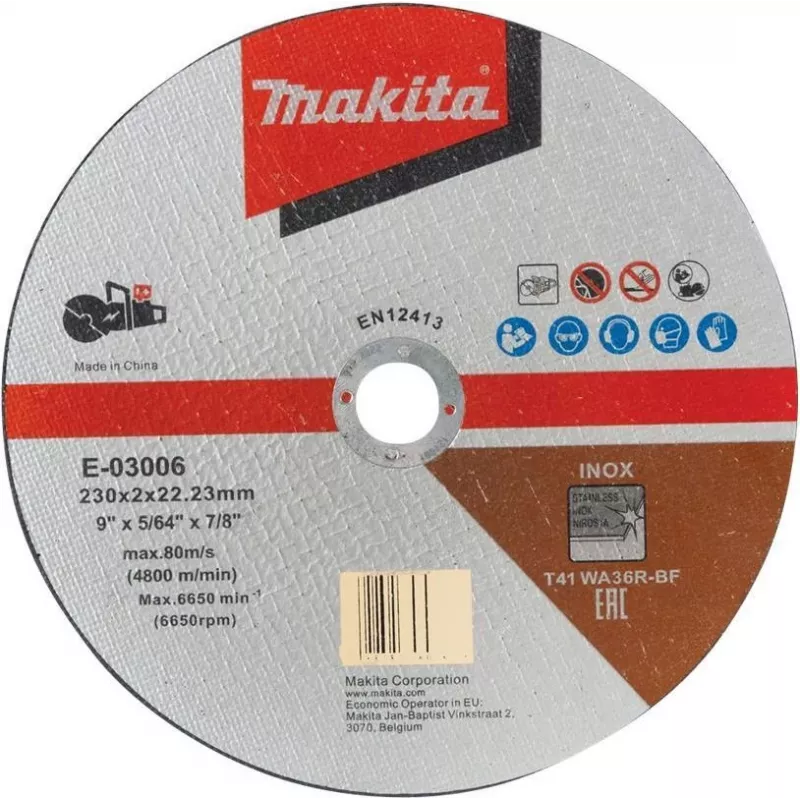 Makita - pjovimo diskas - nerūdijančiam plienui - 230 mm - Šlifavimo medžiaga: WA36R