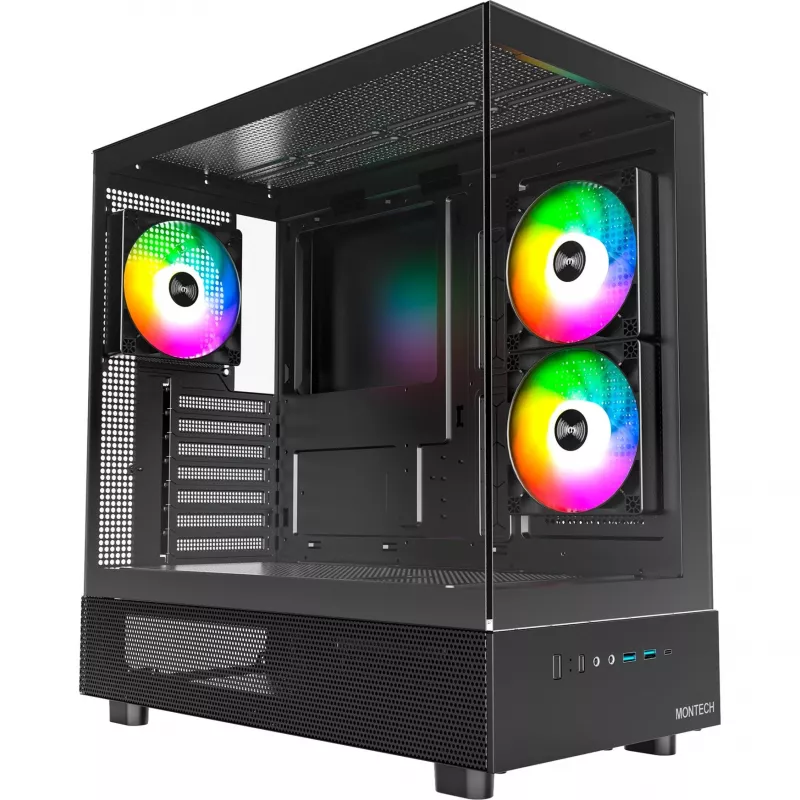 Montech XR Midi-Tower, grūdintas stiklas - juoda