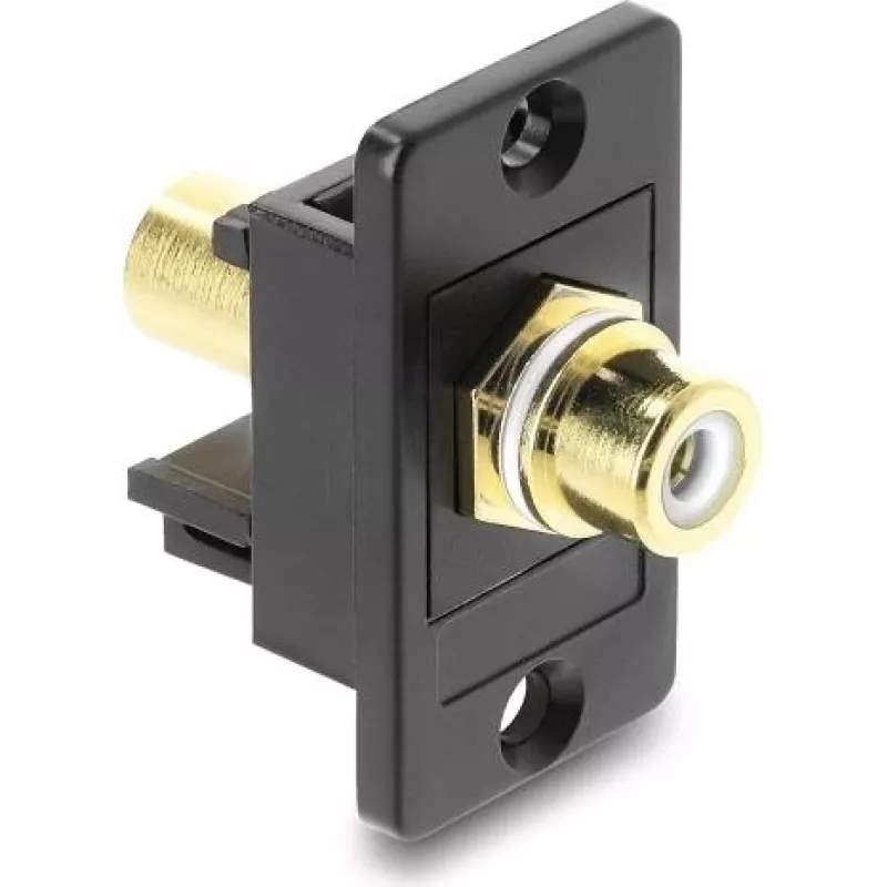 Panelinis Cinch (RCA) lizdas DELOCK 91115, auksuotas, baltos/juodos spalvos korpusas