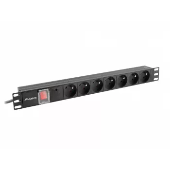 LANBERG PDU-07E-0200-IEC-BK PDU 1U 10A 7 kištukiniai lizdai French 2m Juoda