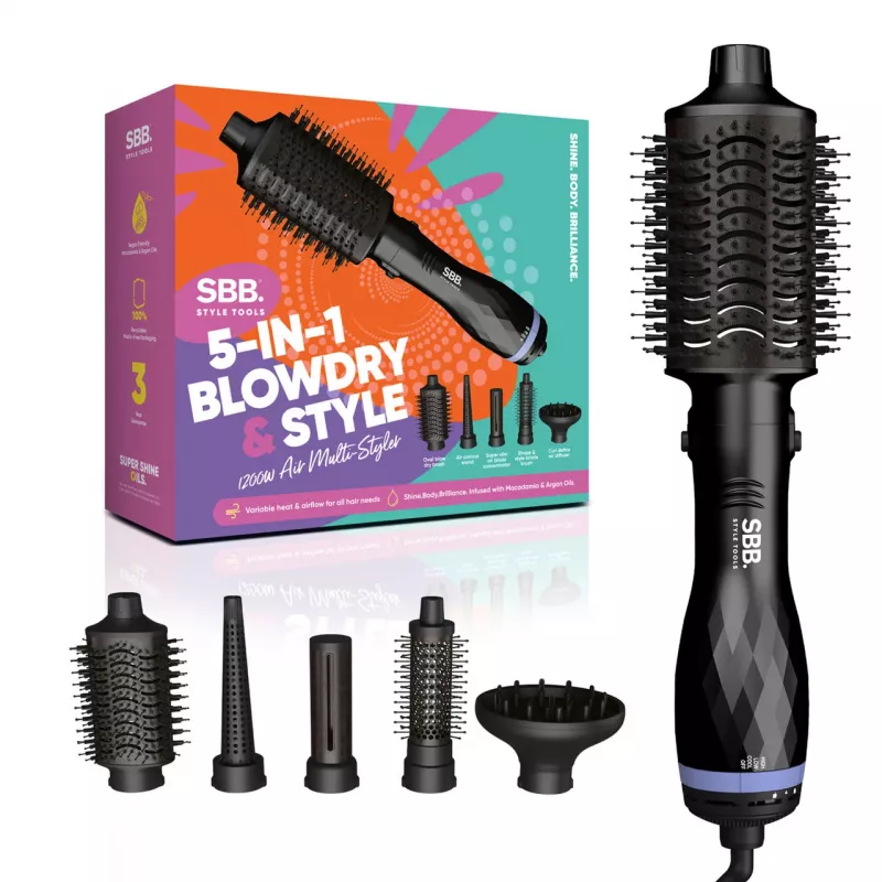 Plaukų formuotuvas SBB 5-in-1 Blowdry and Style SBDR-2850-EU — daugiafunkcis džiovintuvas ir formavimo įrankis