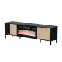 TV spintelė cama meble MERCI su židiniu, 180 x 40 x 53,5 cm, juodas viršus, ąžuolo artisan rėmas