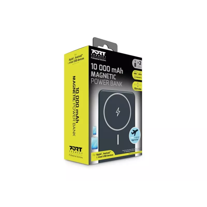 Port Designs 907005 belaidžio įkrovimo 10000 mAh išorinė baterija juoda