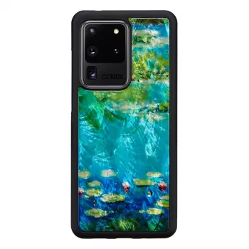 Apsauginis telefono dėklas iKins Samsung Galaxy S20 Ultra — juodųjų vandens lelijų raštas