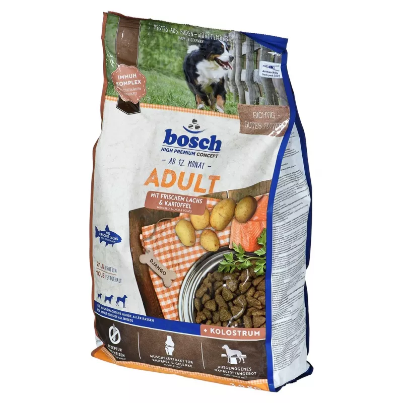 BOSCH Adult Salmon & Potato – sausas šunų ėdalas – 3kg