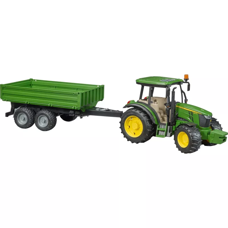 Traktoriaus modelis BRUDER John Deere 5115 M su savivarčiu priekaba