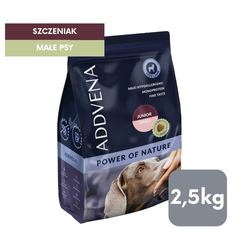 ADDVENA Power of Nature Junior Small Lamb - sausas šunų ėdalas - 2,5 kg