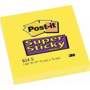 Post-It 654-S lipnūs lapeliai kvadratiniai geltoni 90 lapelių (654-S6 (1 PAKUOTĖ = 12 bloknotų))
