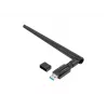 Vidinė WLAN kortelė LANBERG NC-1200-WIE — Dviejų juostų USB WLAN adapteris, RTL8812BU, iki 1200 Mbit/s, išorinės 2x2 antenos (5 dBi), juoda