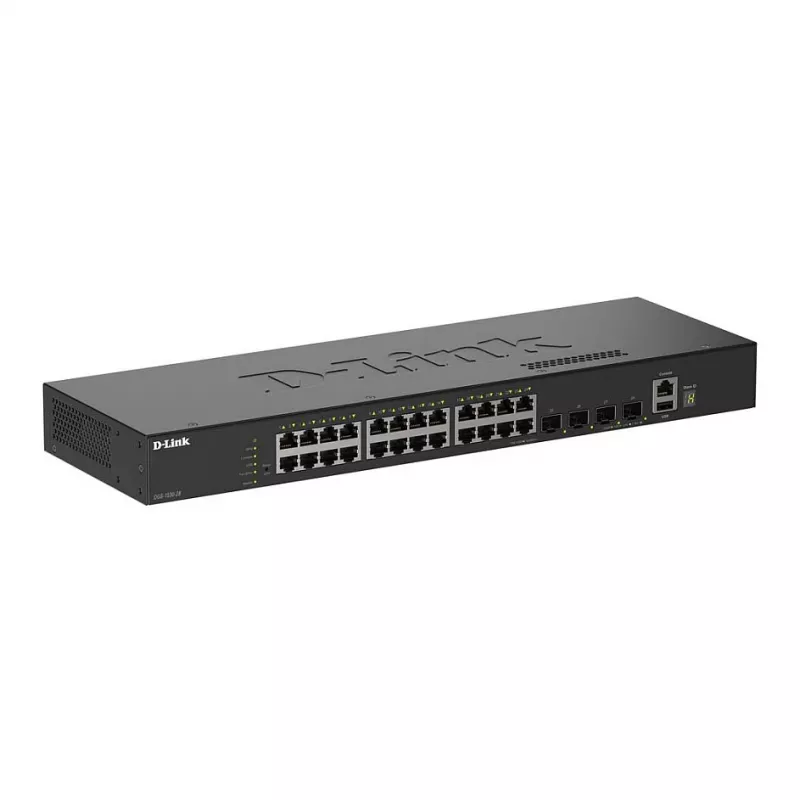 D-Link 28 prievadų gigabitinio jungimo valdomas išmanusis komutatorius su 4 x 10G SFP+ prievadais