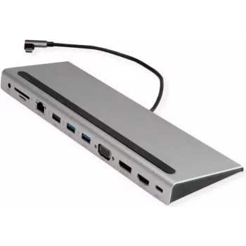 VALUE USB 3.2 Gen 2 Type C daugiafunkcinė prijungimo stotelė, 4K HDMI/DP, VGA, USB, kortelių skaitytuvas, PD, LAN, garsas (12.99.1117)