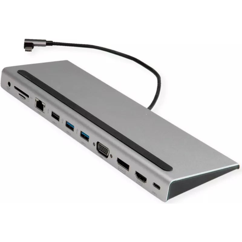 VALUE USB 3.2 Gen 2 Type C daugiafunkcinė prijungimo stotelė, 4K HDMI/DP, VGA, USB, kortelių skaitytuvas, PD, LAN, garsas (12.99.1117)
