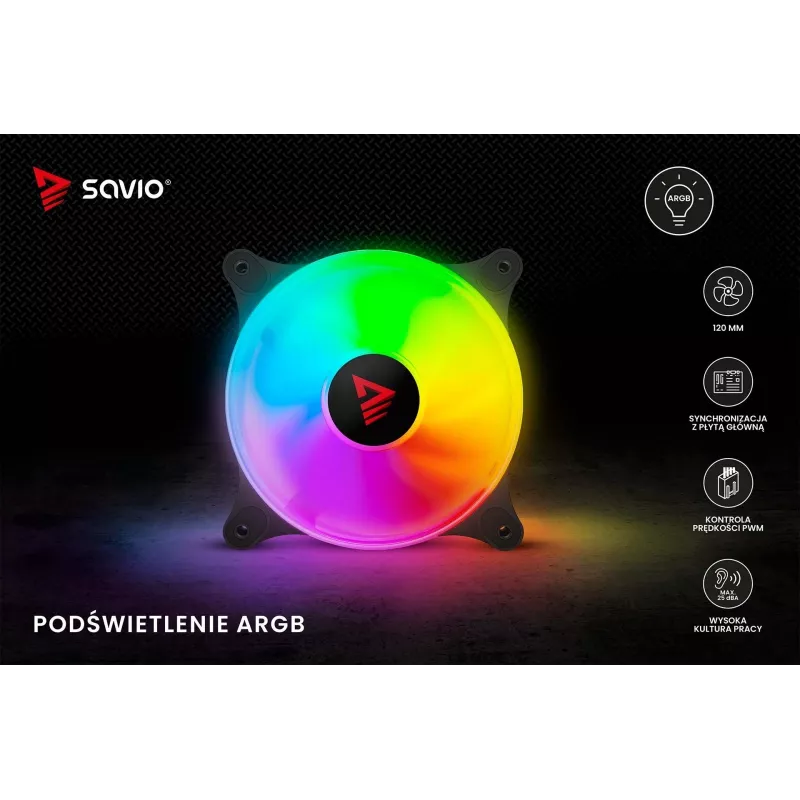 SAVIO Blast 120mm ARGB PWM korpuso ventiliatorius - juodas