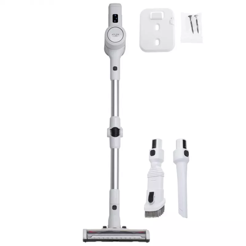 Belaidis dulkių siurblys Adler AD 7060 — 350 W, 22 V baterija, iki 35 min veikimo, 16000 Pa siurbimo galia, beciklis, baltas