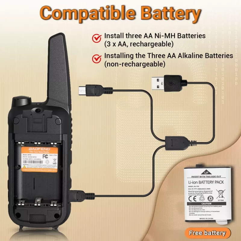 Baofeng BF-T25E oranžinis racijos, 2 vnt.