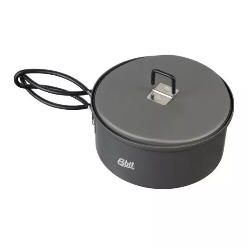 Puodas ESBIT PT1100HA stovyklavimo indai — aliumininis puodas 1,1 L, Ø14,8 cm, 227 g, juodas