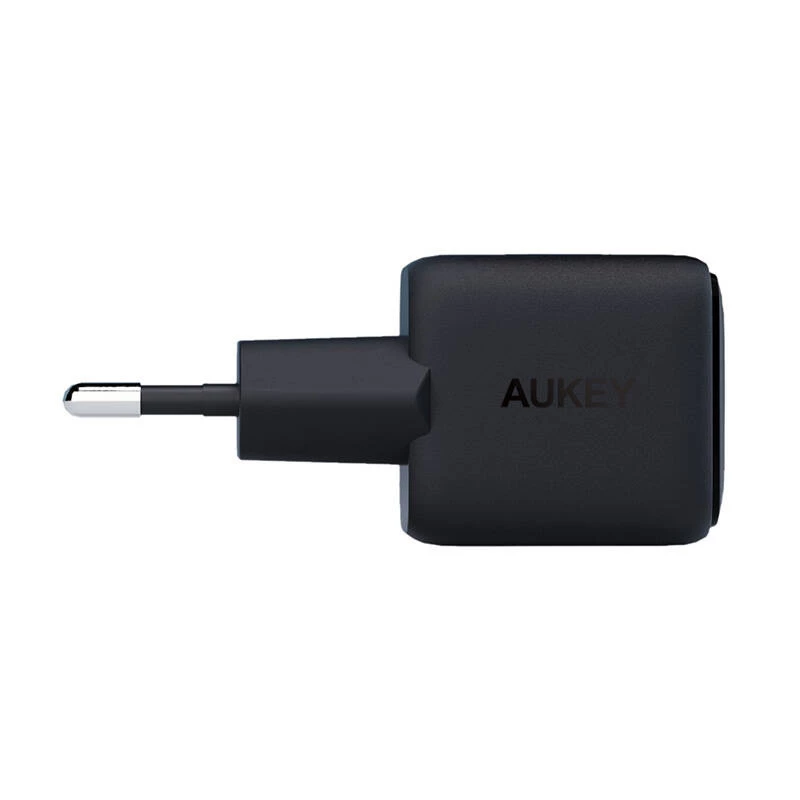 Sieninis įkroviklis Aukey PA-B1L USB-C 30W juodas — kompaktiškas USB‑C PD maitinimo adapteris