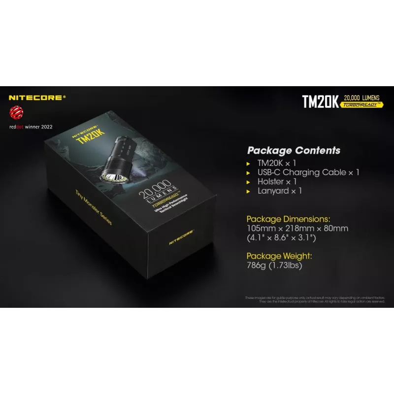 Žibintuvėlis Tiny Monster SERIES/20000 liumenų TM20K Nitecore